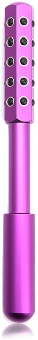 30-Stone Facial Roller - Cooling Face & Neck Massager Tool for Skin Rejuvenation | 360° Contouring with Germanium Stones & Aircraft Aluminum | Portable 7.6" Beauty Roller - Purple