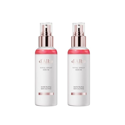 [2 Bottles] d'alba Piedmont Italian White Truffle Vital Spray Serum, Vegan Skin Care, Calming and Hydrating Facial Mist for Red and Sensitive Skin, Glow, Korean Skincare (total 6.76 fl oz.)