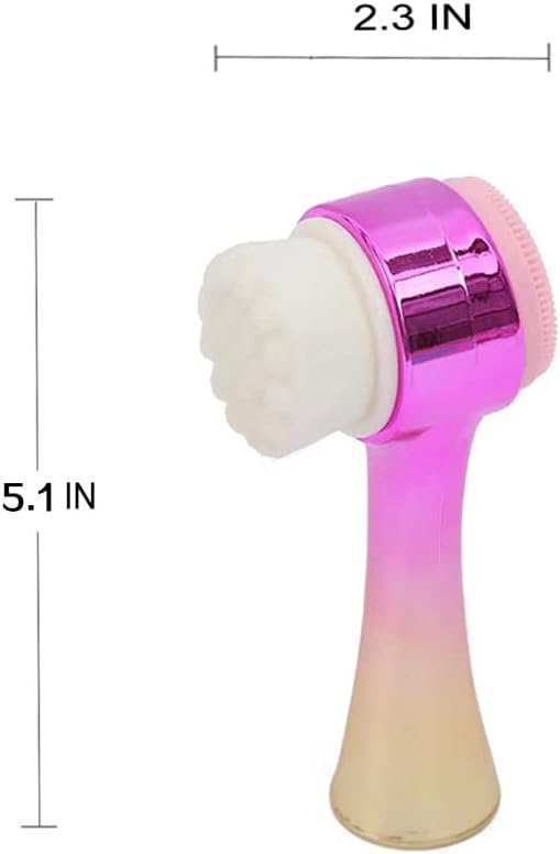Facial Cleansing Brush 2 in 1Double-Sided Facial Cleaning Brush with Soft Bristles for Deep Pore Exfoliation, Wash Makeup, Massaging (Gold)