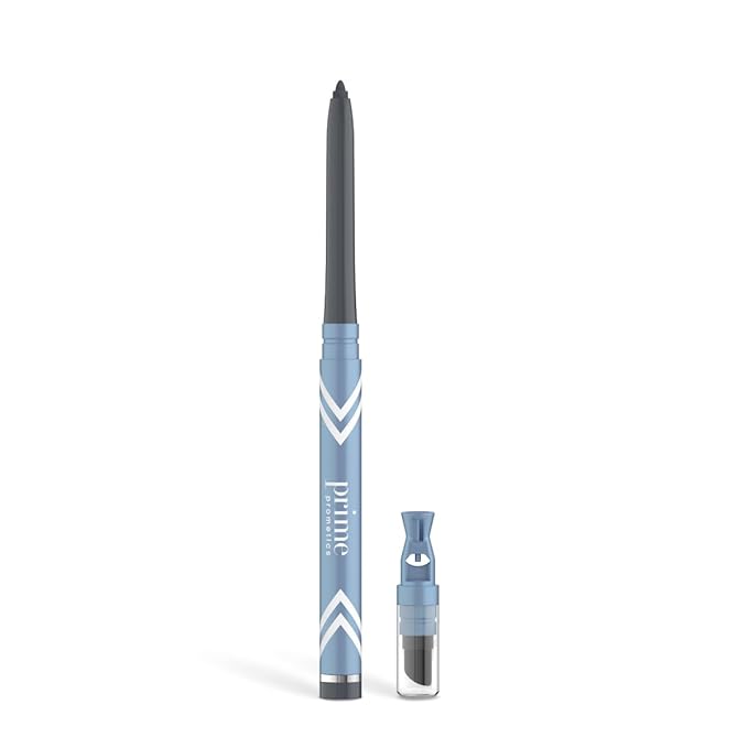 PRIME PROMETICS PrimeEyes Glide Eyeliner for Mature Women – Waterproof, Long-Stay and Mess-Proof – Gel Creme Texture, Discreet Sharpener and Effective Smudger (Smoky)
