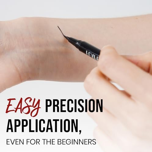 NOON'S UP Flat Eye-Liner - Waterproof Liquid Eyeliner Pen | Ultra-Slim & Bold Black Eyeliner | Quick-Dry & Waterproof Liquid Liner | Long Wear & No Smudge | Look-Defining Black Pen (0.018 Fl. Oz.)