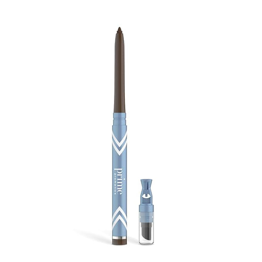 PRIME PROMETICS PrimeEyes Glide Eyeliner for Mature Women – Water-Resistant, Long-Stay and Mess-Proof – Gel Cream Texture, Discreet Sharpener and Effective Smudger (Wood (brown))