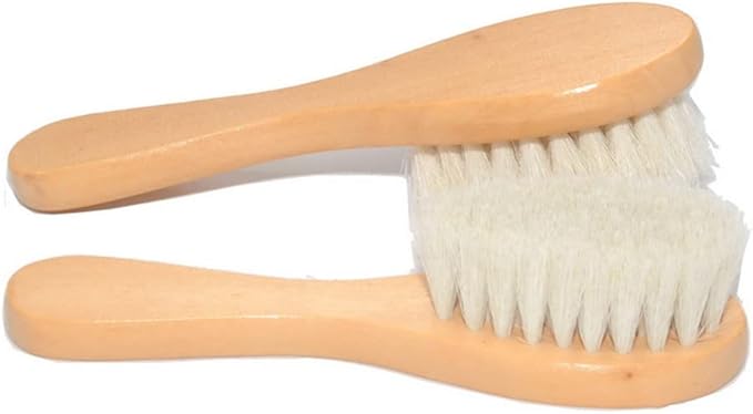 Natural Soft Wool Bristles Dry Facial Cleansing Brush, 6" Face Skin Care Exfoliating Scrub Brush, 2 Pack Wood Handle Face Brush Cleanser.