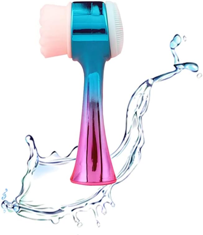 Facial Cleansing Brush 2 in 1Double-Sided Facial Cleaning Brush with Soft Bristles for Deep Pore Exfoliation, Wash Makeup, Massaging (Green)