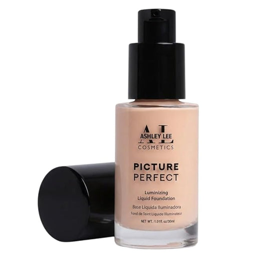 Ashley Lee Picture Perfect Luminizing Liquid Foundation – Lightweight Buildable Coverage, Natural Radiant Finish, Long-Lasting, Smooth Blend, Cruelty-Free, Glass Bottle (7. Latte)