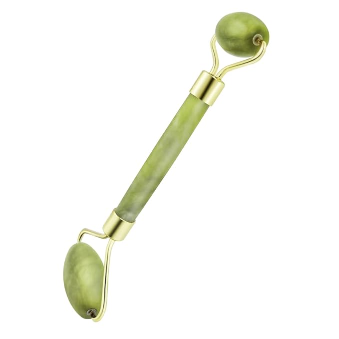 3 in 1 Ficial Face Ice Jade Roller and Gua Sha Tool, Natural Real Jade Anti-Wrinkle Face Eye Neck Massager Tool, Reduce Wrinkles, Puffiness, Migraine, Redness, Pain and Injury