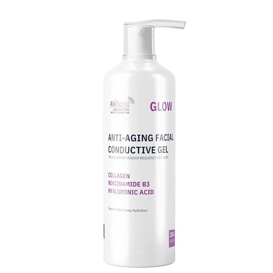 Absonic Glow Microcurrent Conductive Gel - Anti-Aging Serum Enriched with Hyaluronic Acid, Collagen, Niacinamide B3 for Facial, LED, RF & Nuface Devices - 8.5oz Bottle - Made in USA