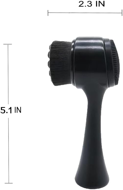 Facial Cleansing Brush 2 in 1Double-Sided Facial Cleaning Brush with Soft Bristles for Deep Pore Exfoliation, Wash Makeup, Massaging (Black)