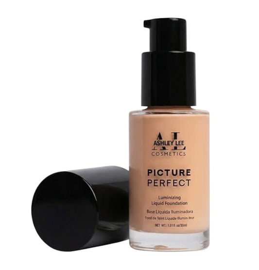 Ashley Lee Picture Perfect Luminizing Liquid Foundation – Lightweight Buildable Coverage, Natural Radiant Finish, Long-Lasting, Smooth Blend, Cruelty-Free, Glass Bottle (10. Honey)