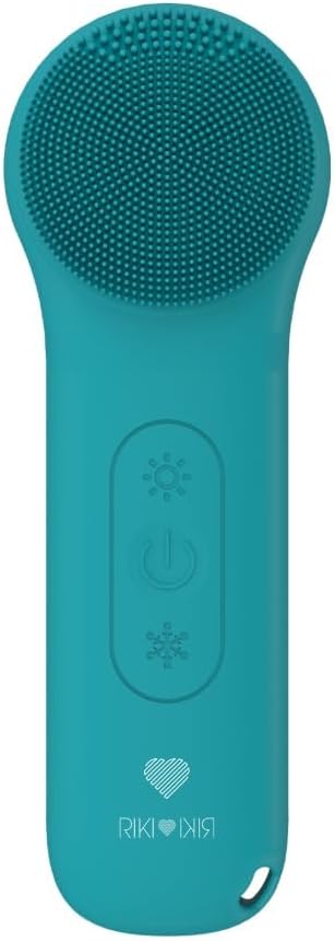 Riki Radiant Electric Silicone Face Scrubber - 2-in-1 Facial Rotating Vibrating Exfoliating Brush - Waterproof & Portable, Rechargeable, for Cleaning, Exfoliation, Massage, for Men & Women (Green)