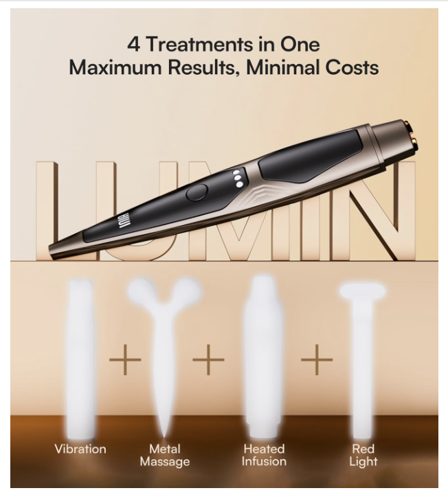 INIA Under-Eye Red Light Therapy for Face, 4-in-1 Beauty Device with Heat, Vibration, Massage & Red Light for Dark Circles, Puffiness & Skin Firming – Enhances Skincare Routin