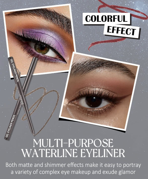 Brown Matte Gel Eyeliner Pencil Waterproof, Metallic Retractable Cream Smooth Eye Liner Pencils, Long Lasting Waterline Hypoallergenic Eyeliner Pen, Highly Pigmented Smudge-Proof Makeup for Women-09