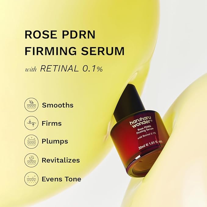 haruharu wonder Rose PDRN Firming Serum with Retinal 0.1%, Boost Collagen, Bulgarian Rose, Minimize Fine lines & Wrinkles, For Sensitive Skin, Fragrance Free, Korean Skincare, Vegan, 1.01 fl.oz