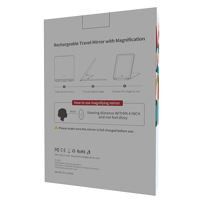 FUNTOUCH Rechargeable Portable Makeup Mirror with 72 LED Lights, Travel Lighted 1X/5X Magnification, 3 Color Lighting,Dimmable Touch Screen, Tabletop Folding Cosmetic Lights