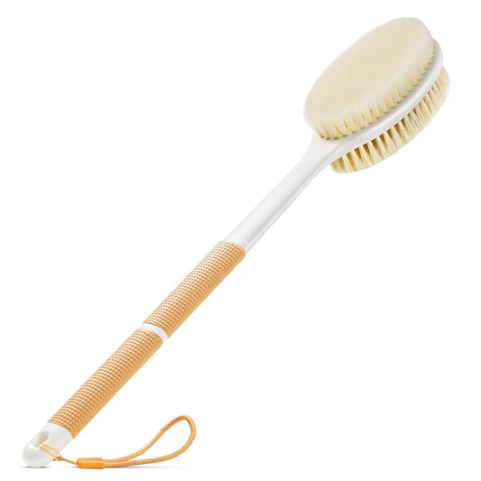 Body Scrubber Anti Slip for Shower,Shower Brush Long Handle with Stiff and Soft Bristles,Body Wash Exfoliating Back Scrubber for Bath or Dry Brushing Body Brush(Orange)