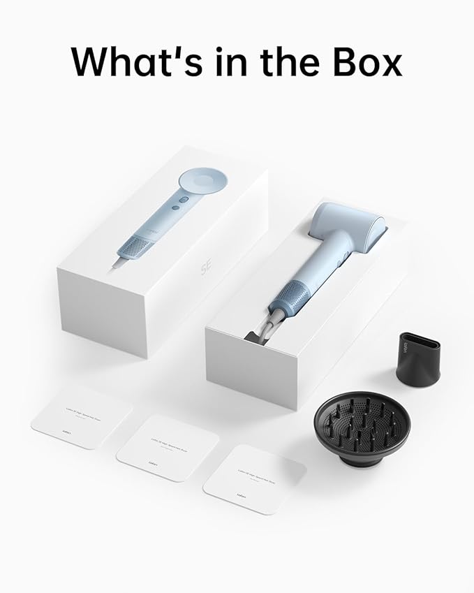 Laifen Hair Dryer SE, 200 Million Negative Ionic Blow Dryer with 105,000 RPM Brushless Motor 1400W Powerful Fast Drying High-Speed Low Noise Hairdryer with Magnetic Attachments