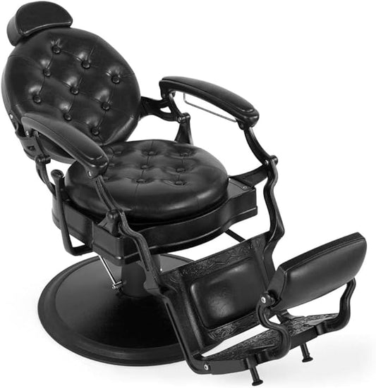 Vintage Barber Chair Heavy Duty Hydraulic Barber Chair Reclining Salon Chair for Hair Stylist Tattoo Chairs Stylist Chair Salon Equipment（Black）