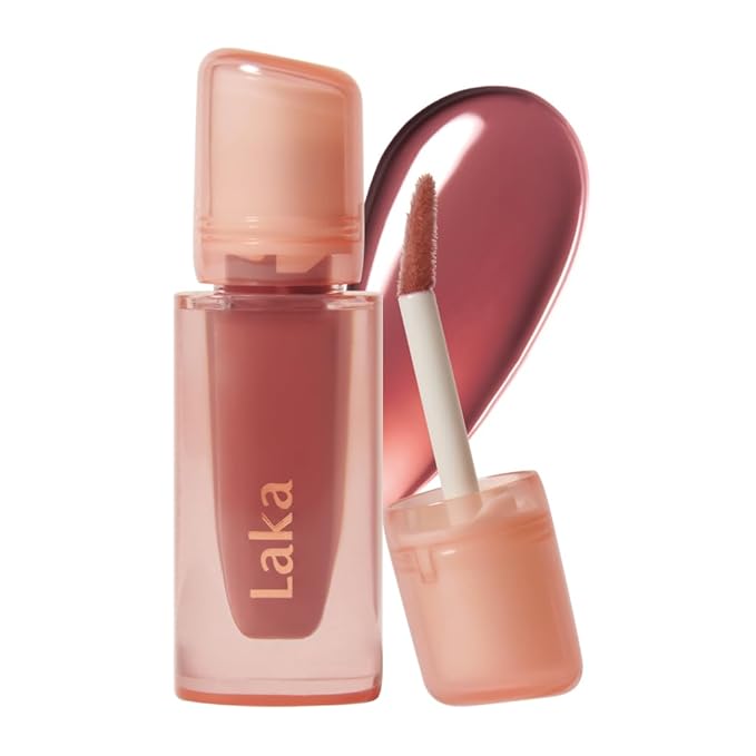 Laka Jelling Nude Gloss, 4.5g/0.15oz, Sheer Hydrating Lip Oil with No Stain, Non-Sticky, Nourishing Gloss for a Fresh, Glowy Look, Vegan, Clean Beauty Makeup, K-Beauty (#301 Fig Ring)
