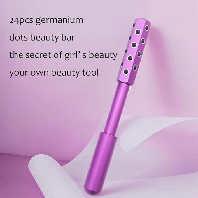 Facial Roller - Uplift Facial Massaging Beauty Roller, Face Massager Roller, Face Rollers for Women, Portable 7.6" Purple Beauty Roller for Face, Eye, Neck, Chin, Skin - 24-Stone