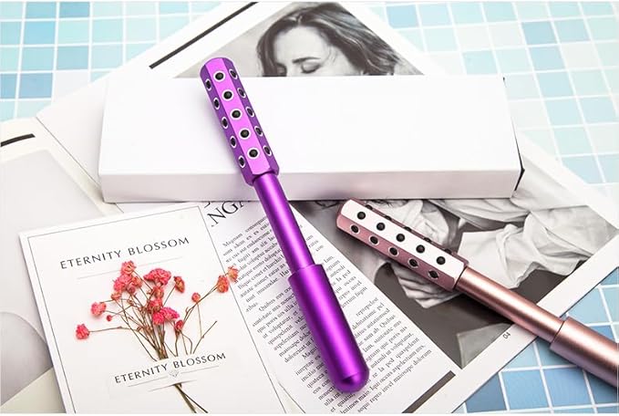 Beauty Massage Roller, Facial Massage Tool, 30 Germanium Stone Uplifting Face ，Uplifting Face Massager Roller (Purple)