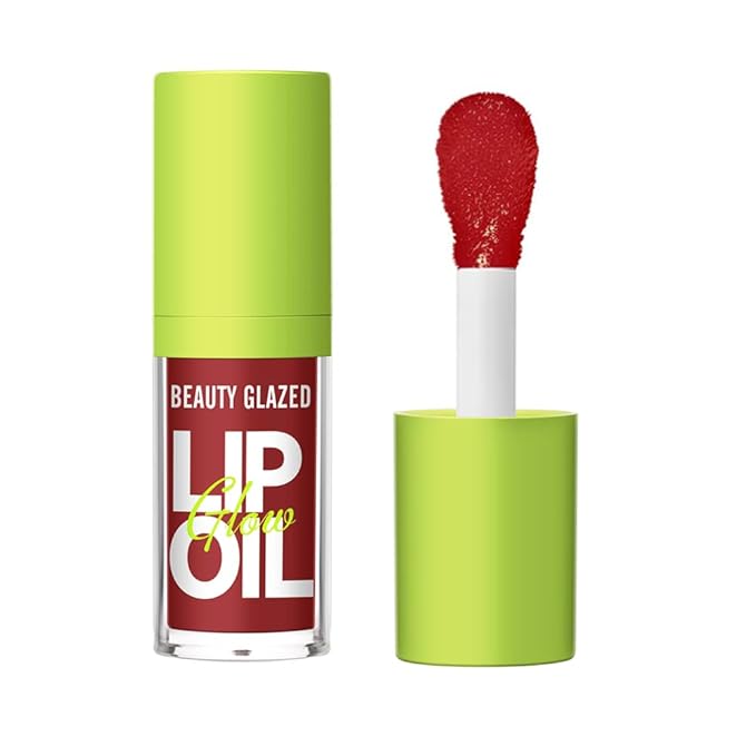 Beauty Glazed Big Brush Head Lip Oil, Ultra-Hydrating & Nourishing, Smooth Glossy Finish Glow Shiny and Vegan Tinted Gloss, Non-Sticky Formula (105# PASSION, 1) 0.14 Fl Oz