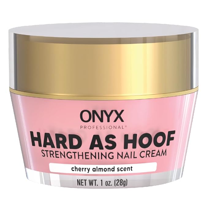 Onyx Professional Hard as Hoof Nail Strengthening Cream, Cherry Almond Scent - Made in USA, Nail Growth & Conditioning Cuticle Cream Stops Splits, Chips, Cracks & Strengthens Nails, 1 oz