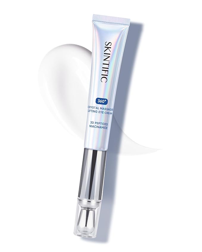 360° Crystal Massager Lifting Eye Cream, Reduces Puffiness, Nourishes Eye Area with 3D Peptides, Niacinamide & Caffeine