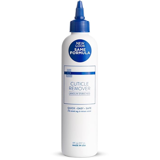 Cuticle Remover & Softener Liquid for Nails – Blue Cross Professional Nail Care with Lanolin, Hydrating Treatment for Dry Cuticles & Hangnails, Made in USA, 8oz
