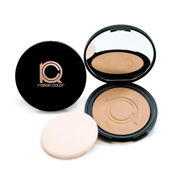 ioly's Beauty pressed powder foundation Compact with powder puff 0.49 OZ Makup fit me powder foundation Makeup full coverage foundation texture powder for men and woman