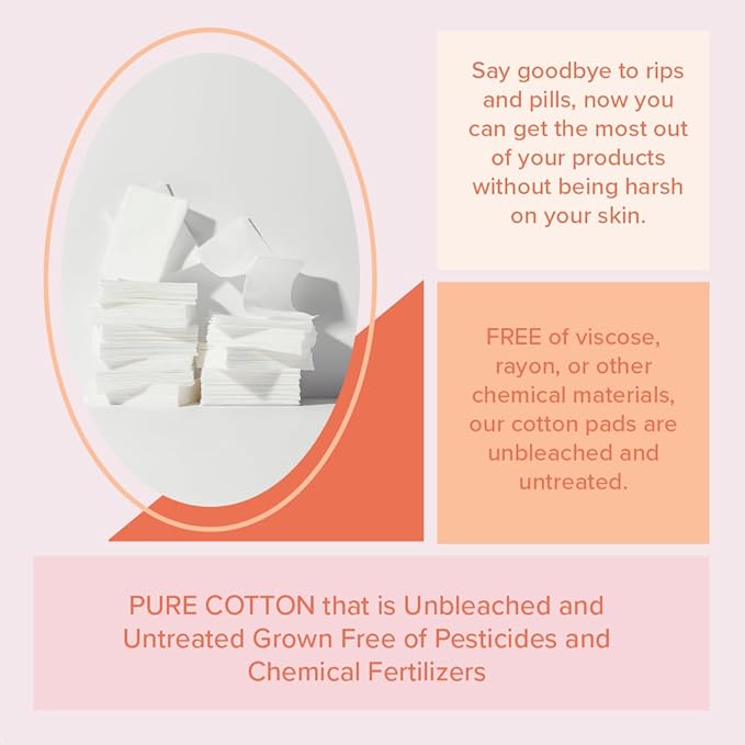 White Rabbit – Naked Cotton Classic – Premium 100% Cotton Pads for Toner Use, Makeup Remover, and Masks | Unbleached, Lint-Free, Extra Soft | Korean Skin Care Product (100 Count)