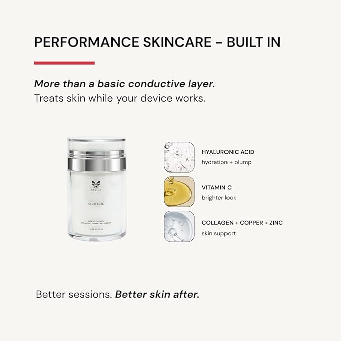 Glow Rose Premium Conductive Gel for Microcurrent & RF Devices Keeps Current Strong for Better Lift & Consistent Results Leave-On, Non-Sticky Performance Skincare
