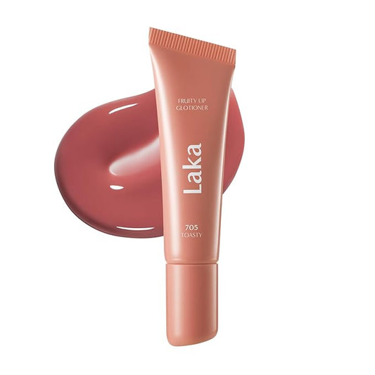 Laka Fruity Lip Glotioner, 10ml/0.33 fl.oz, Lip Gloss with High Shine Vivid Colors, Jelly tip for Hygienic & Easy Application, K-Beauty (#705 Toasty)