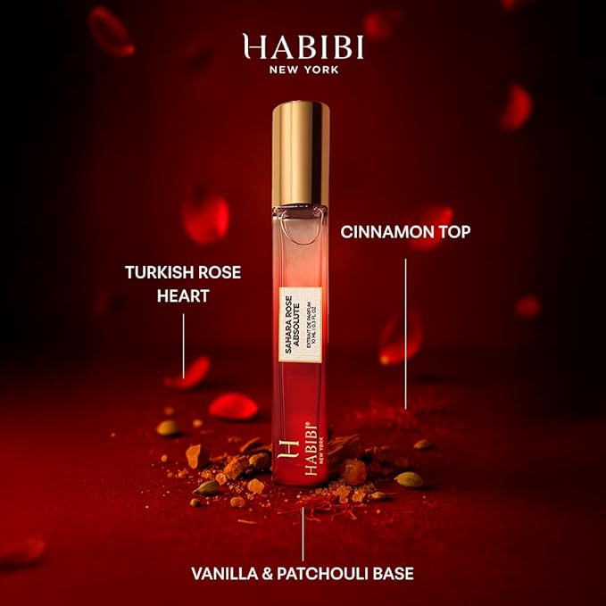 H HABIBI Sahara Rose Absolute Extrait De Parfum 10ml (0.30 fl Oz) – Travel Size Perfume for Women & Men, 25% Perfume Oil Concentration, Long Lasting Daily Wear Niche Fragrance with Luxury Leather Case