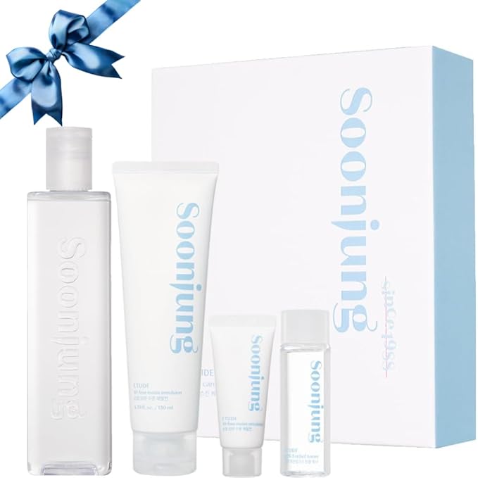 ETUDE SoonJung Skincare Set, ph 5.5 Relief Toner 12.68 Fl Oz + 10-Free Moist Emulsion 5.07 Fl Oz, Face Moisturizer for Sensitive Skin, Soothing Care, Perfect for Gift, Korean Skin Care, Beauty