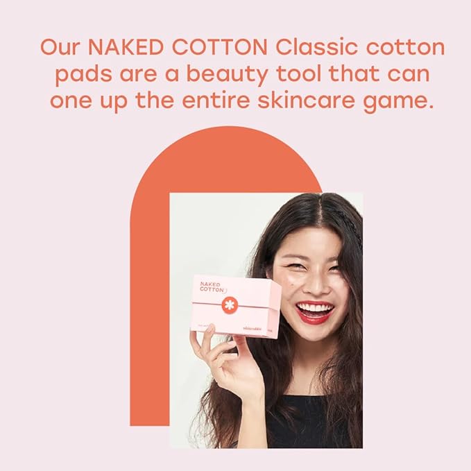 White Rabbit – Naked Cotton Classic – Premium 100% Cotton Pads for Toner Use, Makeup Remover, and Masks | Unbleached, Lint-Free, Extra Soft | Korean Skin Care Product (200 Count)