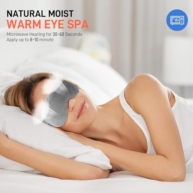 Microwave Heated Eye Mask for Dry Eyes, Moist Heat Eye Compress Weighted Warm Eye Mask for Dry Eyes, Stye Eye Treatment, Puffy Eyes, Sleeping, Relaxation, Therapy (Light Grey)