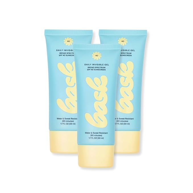 Bask Suncare SPF 40 Daily Invisible Gel Face Sunscreen - Broad Spectrum Protection, Fragrance Free, Hydrating, Lightweight & Fast Absorbing, Dermatologist Recommended, 1.7 fl oz (Pack of 3)