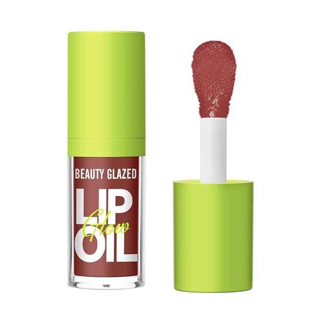 Beauty Glazed Big Brush Head Lip Oil, Ultra-Hydrating & Nourishing, Smooth Glossy Finish Glow Shiny and Vegan Tinted Gloss, Non-Sticky Formula (107# HUGGING, 1) 0.14 Fl Oz