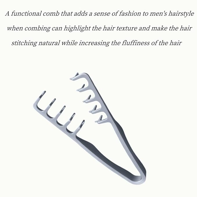 Voluminous wide-toothed hair comb Men's fluffy texture, ABS plastic with textured grip