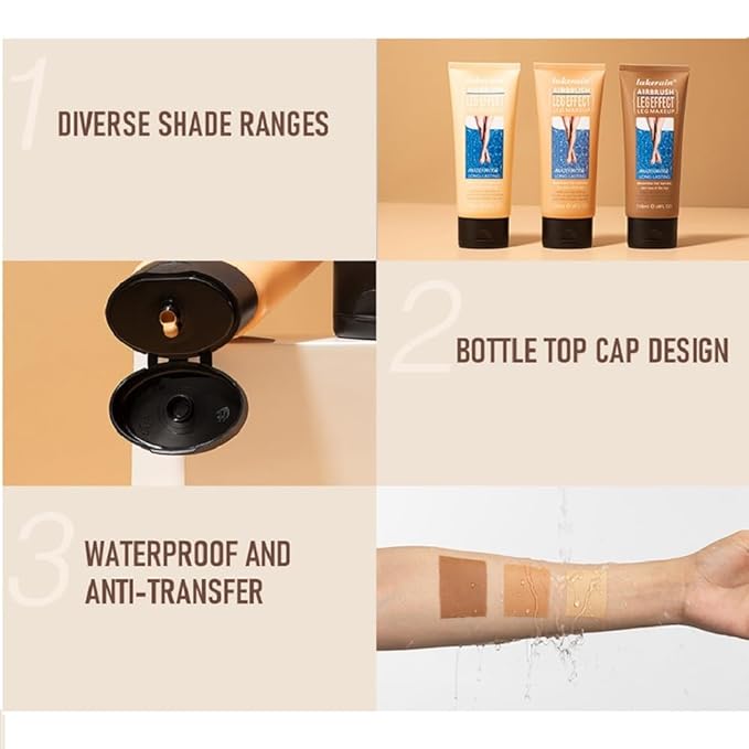 Leg Makeup Waterproof No Transfer,Leg and Body Scar Cover Up,Tattoo Cover Up Makeup Waterproof,Long Last Body Foundation (1# Fairest Glow, 4 FL OZ)
