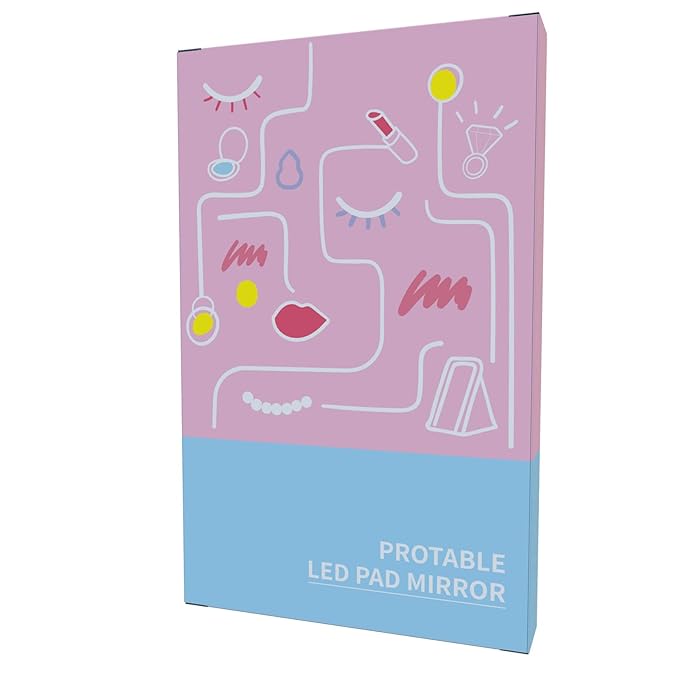 Rechargeable Travel Lighted Makeup Mirror with PU Leather Cover, Portable Travel Makeup Mirror with Lights, 3 Color Lighting,Touch Sensor Dimmable, Light Up Tabletop Cosmetic Mirror Folding Flower