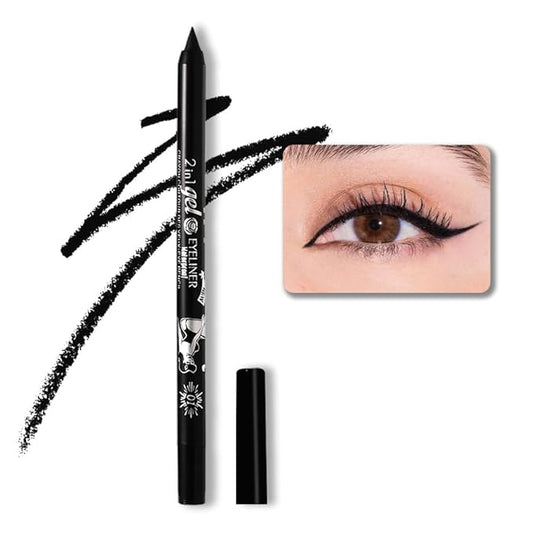Kaely Black Waterline Pencil Eyeliner, Sharpenable Multi-Use Gel Eyeliner Pencil, Eye Liner Waterproof Smudge proof, Smooth Eye Makeup Liners, delineador de ojos contra el agua, 01