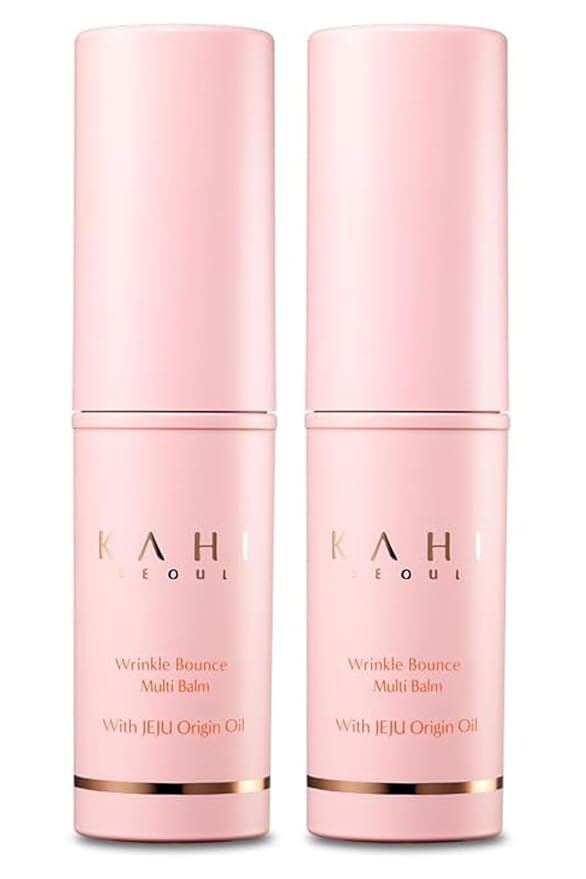 KAHI Wrinkle Bounce Multi Balm - DUO EDITION | All-in-One Hydrating Balm Eye Cream Make Up Base & Moisture Stick | Daily Moisturizer Stick with Salmon-derived sodium DNA (0.32 oz - Pack of 2)