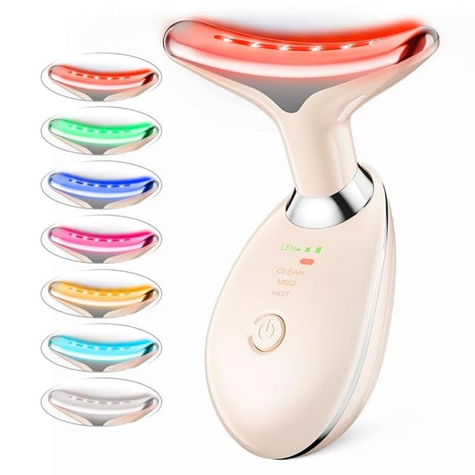 Neck Face Massager, Facial Massage Device with Thermal, Triple Action Colour Modes for Skin Care, Face Sculpting Tool for Double Chin(pink)