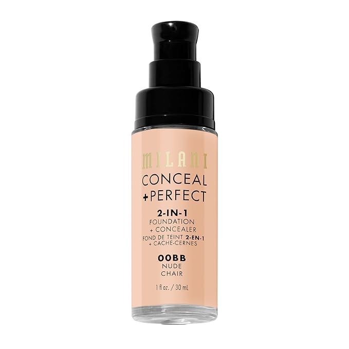 Milani Conceal + Perfect 2-in-1 Foundation + Concealer for a Flawless Complexion, Under Eye Corrector, Cover Redness and Imperfections, Waterproof and Sweatproof - Nude