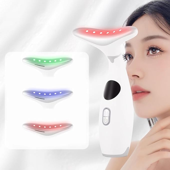 Facial Sculptor with Red Light Therapy, Microcurrent & Vibration Massager, Portable Anti-Aging Device for Face and Neck Care, Wrinkle Reducer Face Lift Tool (White) – Valentine’s Gift