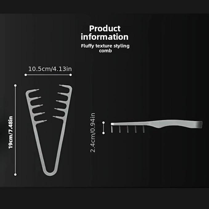 Voluminous wide-toothed hair comb Men's fluffy texture, ABS plastic with textured grip