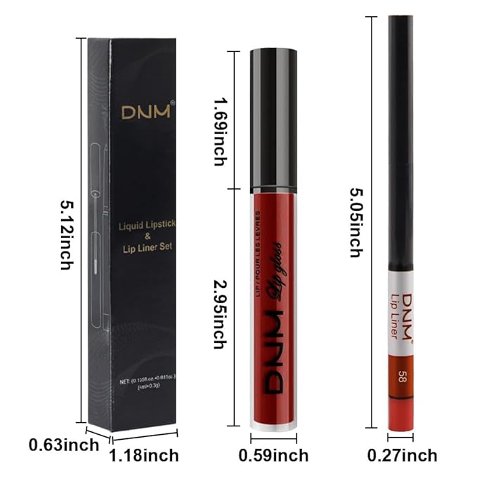 evpct 2Pcs Ruby Red Matte Lip Liner and Lipstick Combo Set for Women, Ruby Red Lip Combo Set Liquid Lips Stick Gloss and Lipliner Stains Set Long Lasting Waterproof, Lips Makeup 24 Hours originales
