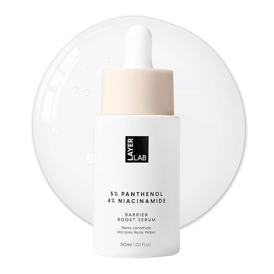 LAYERLAB Barrier Boost Serum with 5% Panthenol 4% Niacinamide, Soothing Korean Skincare for Sensitive Skin with Nano Ceramide Volcanic Water to Support Moisture Barrier Deep Hydration 30ml 1.01 fl.oz.
