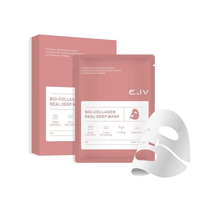 Bio-Deep Collagen Face Mask, Overnight Deeply Hydrate, Korean-style Ultimate Skincare, Suitable for Ladies' Delicate Skin Care, Pore Minimizing, Firm Skin -1.05oz (30g) x 4PCS